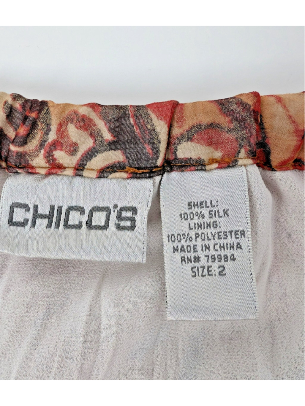 Chicos Silk Maxi Skirt Paisley Sz L Pleated Crinkle Cottage Boho Art to Wear - Picture 6 of 8